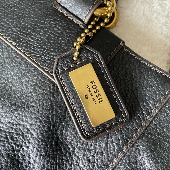 Fossil Black Leather Tote/Laptop Bag NWOT - Picture 3 of 3
